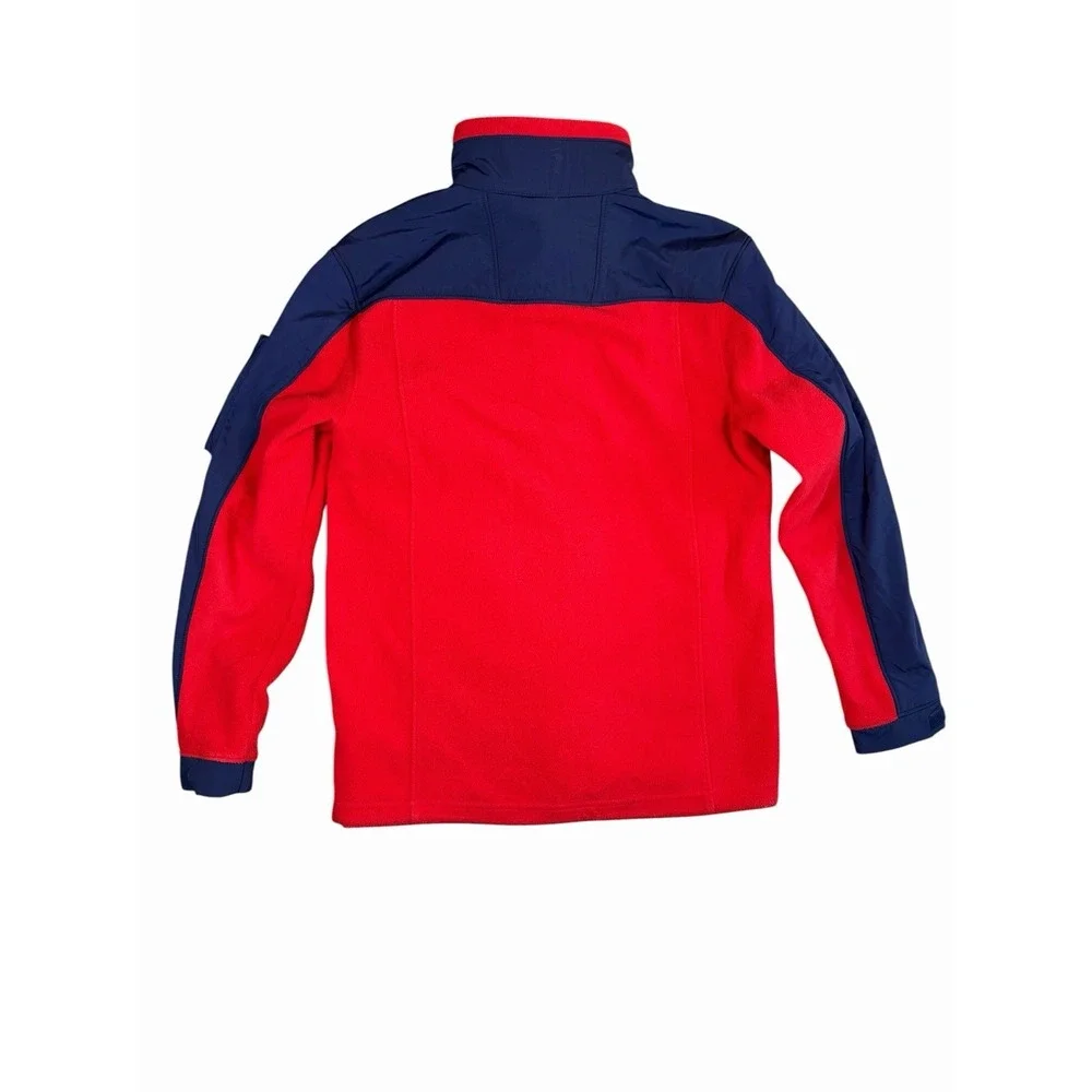 Polo Ralph Lauren Fleece Jacket Mens Small Red Blue Full Zip Colorblock Coat